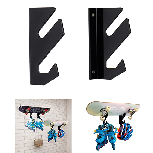 WANLIAN Wandhalterung aus Acryl, Skateboard Wandhalterung Display Rack mit Aufbewahrungshaken, für Aufhängung von jeglichen Boards wie Skateboards, Wakeboards, Longboards und Roller Skates von WANLIAN