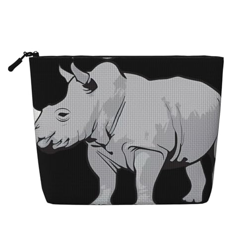 Animal Rhino Vielseitiger Reise-Kulturbeutel – Make-up-Tasche aus künstlichem Hanf für Mehrzweckgebrauch – Kosmetik-Zubehör-Organizer, Schwarz , Einheitsgröße von WANLON