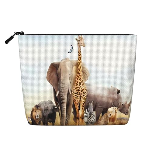 Animal Safari vielseitige Reise-Kulturbeutel, Make-up-Tasche aus künstlichem Hanf, vielseitig verwendbar, Kosmetik-Zubehör-Organizer, Schwarz , Einheitsgröße von WANLON