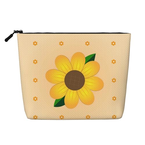 Goldene Sonnenblume vielseitige Reise-Kulturbeutel – Make-up-Tasche aus künstlichem Hanf für Mehrzweckgebrauch – Kosmetik-Zubehör-Organizer, Schwarz , Einheitsgröße von WANLON