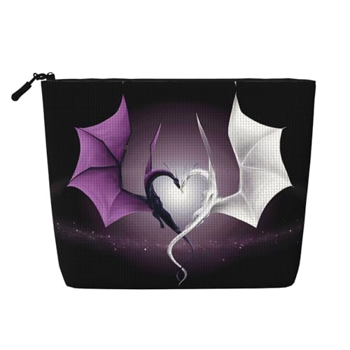 Purple and Wirte Dragons vielseitige Reise-Kulturbeutel, Make-up-Tasche aus künstlichem Hanf, vielseitig einsetzbar, Kosmetik-Zubehör-Organizer, Schwarz , Einheitsgröße von WANLON