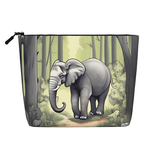 Walking Elephant vielseitige Reise-Kulturbeutel, Make-up-Tasche aus künstlichem Hanf, vielseitig verwendbar, Kosmetik-Zubehör-Organizer, Schwarz , Einheitsgröße von WANLON