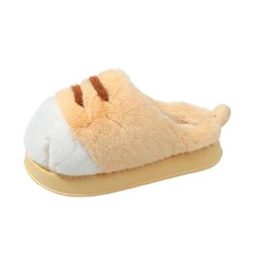 Cat Paws Slippers Cat Foot Slippers Cat Feet Slippers Women Winter House Fur Cute Cat Foot Fluffy Slippers Indoor Outdoor Funny Cat Paw Slipper Warm Cozy Cat Slippers (UK-4,Yellow) von WANWEN