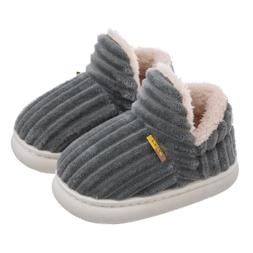 Children Winter Slippers, Winter Warm Fuzzy House Slippers, Slippers for Kids Girls Boys Cute Fuzzy Slippers Warm House Slippers, Soft Comfortable Anti-Slip (1UK,Gray) von WANWEN