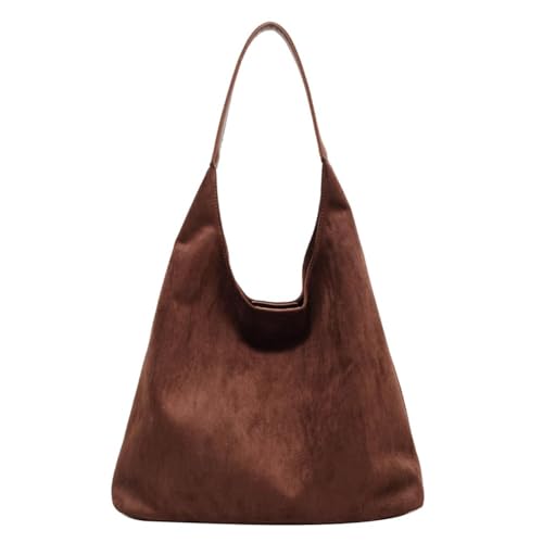 Suede Hobo Bag for Women, Vintage Tote Bag for Women, Leather Hobo Bags for Women, Retro Suede Shoulder Bag, Suede Shoulder Bag, Tote Handbag (Coffee) von WANWEN