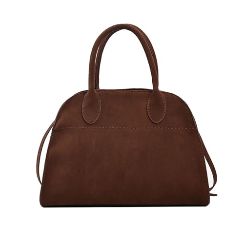 Wildleder Handtasche Damen, Wildleder Tragetasche for Damen, Wildleder-Geldbörse für Damen im Vintage-Stil, Modische Retro-Schultertasche (Brown,S) von WANWEN