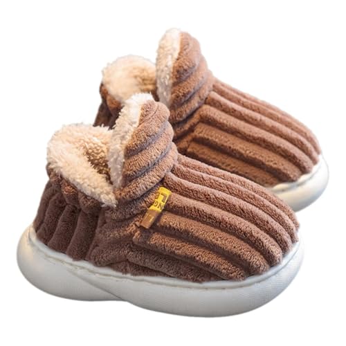 Winter Hausschuhe für Kinder, Warme Hausschuhe Kinder, Wolke Hausschuhe, rutschfest, Warme Plüschhausschuhe, Children Winter Slippers (8.5UK,Coffee) von WANWEN