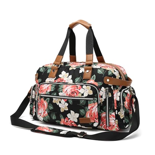 Duffel Reisetasche Sports Totentasche für Männer Frauen Trolley Ärmel Woche über Nacht Übernachtung überprüftes Gepäcktasche Tasche Schulterhandtasche Tasche Black von WAOYANM