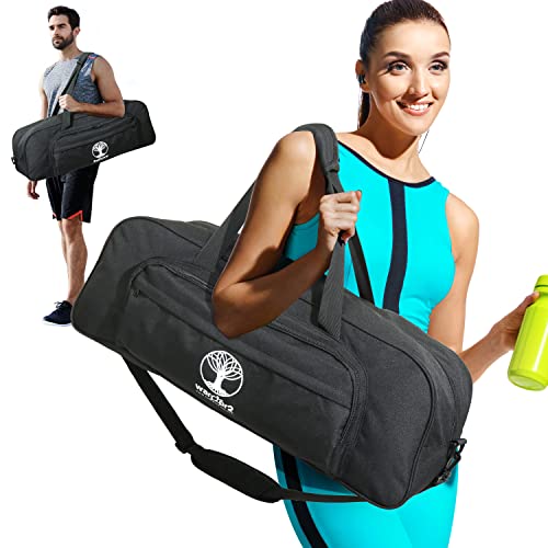 WARRIOR2 Yogamatten-Tasche, 8 Taschen, für 1,27 cm Dicke Matte und Yoga-Blöcke, abnehmbare Gurte, große Sporttasche mit Yogamattenhalter für Damen, Herren, Yoga-Reisetasche, Yoga-Tragetasche, Schwarz von WARRIOR2