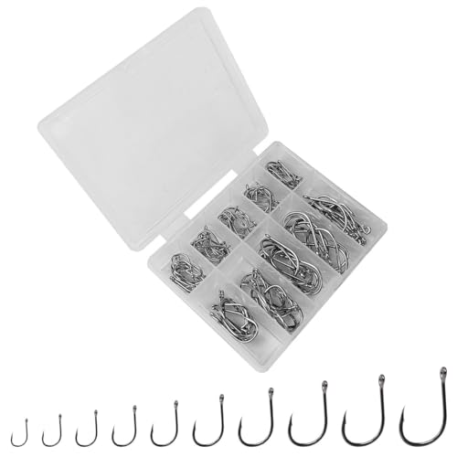 100 Stück Angelhaken, WASAGA 10 Größen Angelhaken mit Stachelaugen aus Kohlenstoffstahl, 3# bis 12# mit Einer kleinen Aufbewahrungsbox 100 Stück Angelhaken, WASAGA 10 Größen Angelhaken mit Stachelaugen aus Kohlenstoffstahl, 3# bis 12# mit Einer kleinen Aufbewahrungsbox von WASAGA