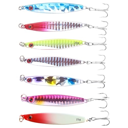 Flach Sinkende Meeresfischköder, WASAGA 7 stücke 14g/21g/30g/40g Hartmetall Meer Spinner Fischköder für Forelle Barsch Hecht Karpfen Tintenfisch Wels Bass Makrele Lachs Flach Sinkende Meeresfischköder, WASAGA 7 stücke 14g/21g/30g/40g Hartmetall Meer Spinner Fischköder für Forelle Barsch Hecht Karpfen Tintenfisch Wels Bass Makrele Lachs von WASAGA