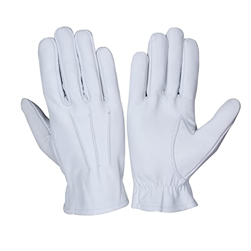 Handschuhe aus echtem Leder, reines Leder, modische Handschuhe, Lammfell-Lederhandschuhe, Motorradhandschuhe (groß, weiß) von WASPRO