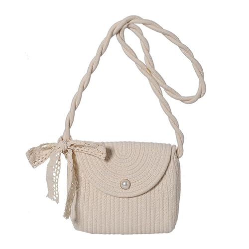 Elegante Damen Umhängetasche Aus Gewebtem Stroh Schultertasche Vintage Stil Ethno Strand Stroh Klappentasche Mit Süßer Spitzen Schleife von WASTEBIN