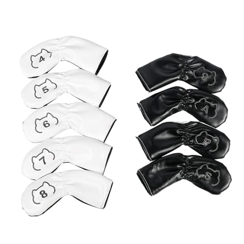 WASTEBIN 9Pcs wasserdichte Golfplätze Putter Abdeckung Abdeckung PU Golfplätze Club Abdeckung Headcover Golfplätze Club Abdeckung Set von WASTEBIN