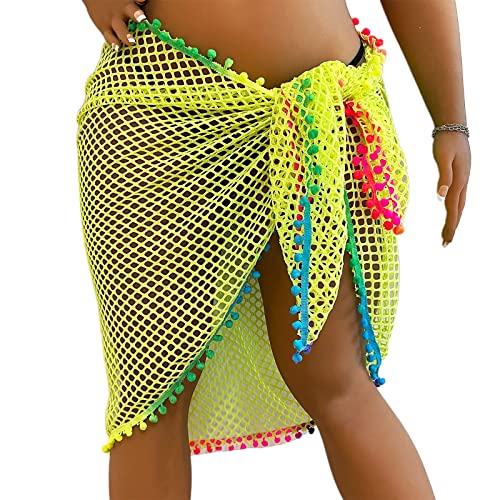 WASTEBIN Damen Badeanzug Sarong Wickelrock Strandvertuschung Badeanzug Vertuschungen Badebekleidung Mit Quasten von WASTEBIN