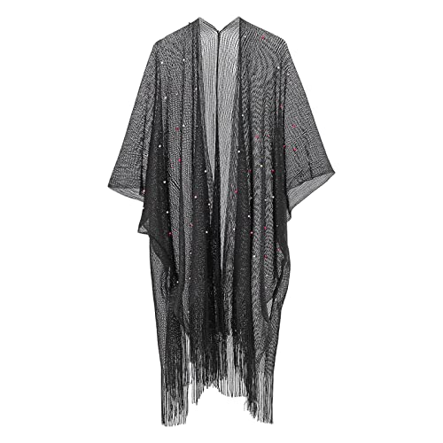 WASTEBIN Frauen Strand Badeanzug Up Beachwear Badeanzug Strand Kimono Strickjacke Mit Quaste Halbe Hülse Lose Capes von WASTEBIN