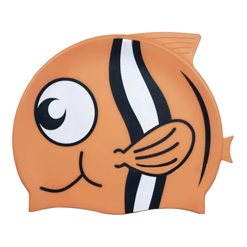 WASTEBIN Hochelastische Kinder Badekappe Cartoon Fischform Silikon Badekappe Bequeme Badehüte Für Wassersport von WASTEBIN