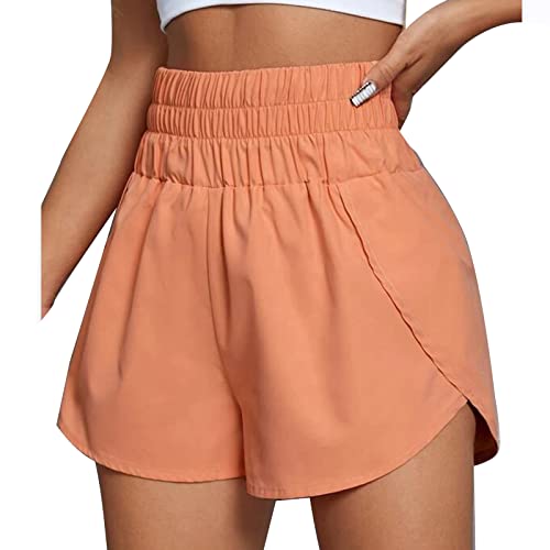 WASTEBIN Laufshorts Mit Hoher Taille Für Damen Elastische Taille Workout Shorts Sportliche Shorts Lässige Sport Shorts Fitness Shorts von WASTEBIN