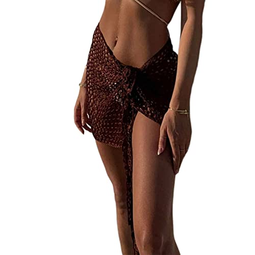 WASTEBIN Sarong Badeanzug Überzug Für Damen Und Mädchen Seitlich Gebunden Strand Wickelrock Durchsichtiger Schal Badeanzug Unten von WASTEBIN