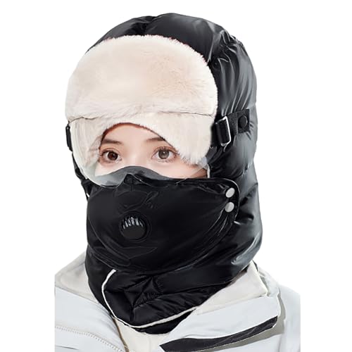 WASTEBIN Winter Trapper REIT Maske Skifahren Mit Brille Outdoor Winddicht Jagd Ohrenklappen Kappen Für Frauen Männer von WASTEBIN