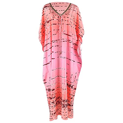WATERBELINE Frauen Badeanzug Cover Up Kurzarm Tie Dye Print V Ausschnitt Kleid Geschenk von WATERBELINE