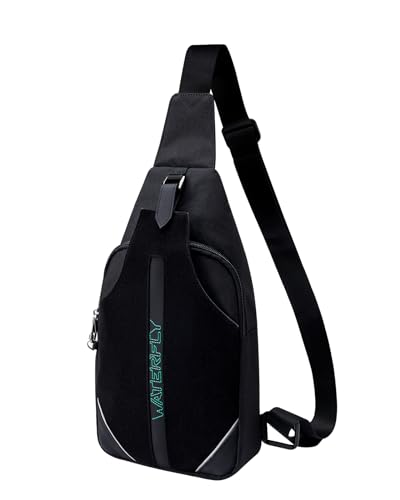 WATERFLY Anti-Diebstahl Sling Bag: Brusttasche Herren Schultertasche Damen Personalisierte Umhängetasche Crossbody Crossover Cross BodyTasche Diebstahlsicher Bodybag Schwarz von WATERFLY