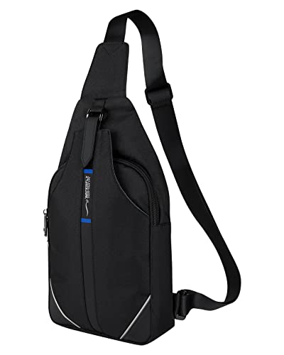 WATERFLY Anti-Diebstahl Sling Bag: Damen und Herren Brusttasche Hippie Crossbody Bag Multipurpose Daypack(Schwarz 2.0) von WATERFLY