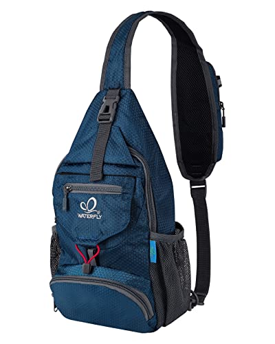 WATERFLY Brusttasche Sling Bag Klein: Faltbarer Herr Crossbody Bodybag Crossbag Slingbag Crossover Single Chest Rucksack Schultertasche Schulterrucksack Cross Body Herren Damen Reisen Wandern von WATERFLY