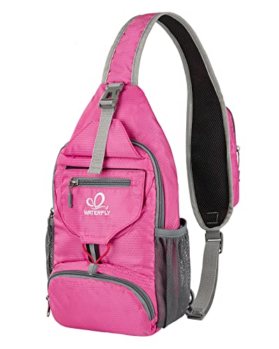 WATERFLY Brusttasche Sling Bag Klein: Faltbarer Herr Crossbody Bodybag Crossbag Slingbag Crossover Single Chest Rucksack Schultertasche Schulterrucksack Cross Body Herren Damen Reisen Wandern von WATERFLY