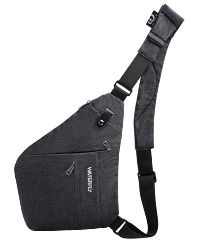 WATERFLY Brusttasche Schultertasche Sling Bag: Anti Diebstahl Tasche Herren Damen Crossover Bag Umhängetasche Klein Crossbody Anti-theft Bodybag Cross Chest Pack Diebstahlsicher von WATERFLY