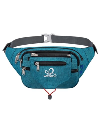 WATERFLY Bauchtasche Gürteltasche Damen und Herren Sport Hüfttasche für Laufen Fitness Joggen Wandern Pfauen Blau von WATERFLY