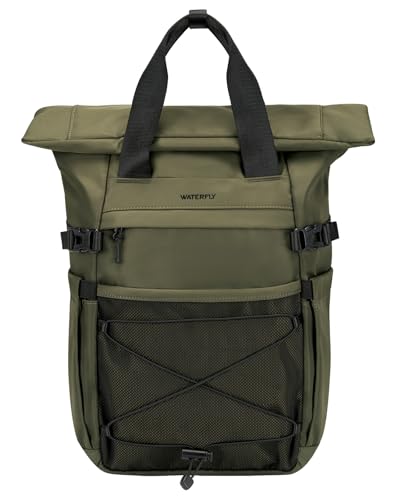 WATERFLY Rolltop Rucksack Herren Damen: 16L-21L Rollrucksack Stylischer Tagesrucksack Schulrucksack mit 16 Zoll Laptopfach Unisex Backpack für Reisen Freizeit Uni Job Sport Grün WATERFLY Rolltop Rucksack Herren Damen: 16L-21L Rollrucksack Stylischer Tagesrucksack Schulrucksack mit 16 Zoll Laptopfach Unisex Backpack für Reisen Freizeit Uni Job Sport Grün von WATERFLY