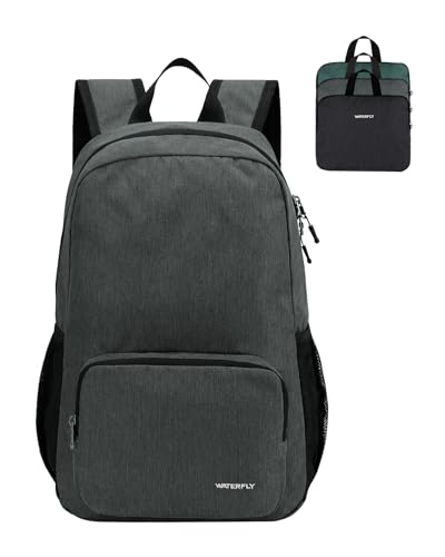 WATERFLY Rucksack Faltbar Tagesrucksack 20L: Wanderrucksack Faltrucksack Leicht Klapprucksack Daypack mit Rückenbelüftung für Wandern Reisen Städtetrips Herren Damen von WATERFLY