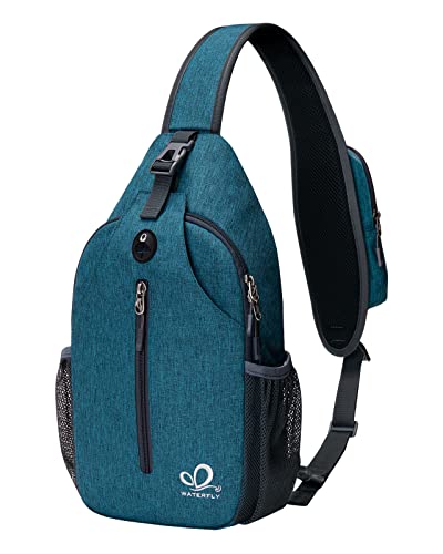 WATERFLY Sling Rucksack Sling Bag Schulterrucksack Umhängetasche Verstellbarer Rucksackgurt Wandern Brust Rucksack für Herren und Damen Pfauen Blau WATERFLY Sling Rucksack Sling Bag Schulterrucksack Umhängetasche Verstellbarer Rucksackgurt Wandern Brust Rucksack für Herren und Damen Pfauen Blau von WATERFLY