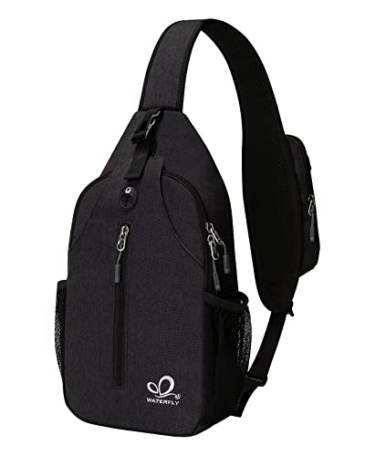 WATERFLY Sling Rucksack Sling Bag Schulterrucksack Umhängetasche Verstellbarer Rucksackgurt Wandern Brust Rucksack für Herren und Damen Schwarz WATERFLY Sling Rucksack Sling Bag Schulterrucksack Umhängetasche Verstellbarer Rucksackgurt Wandern Brust Rucksack für Herren und Damen Schwarz von WATERFLY