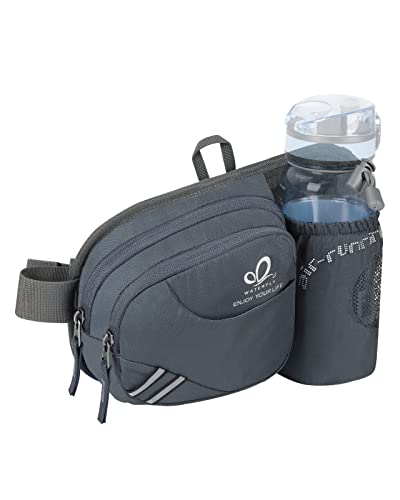 WATERFLY Gürteltasche Bauchtasche mit Flaschenhalter Damen und Herren, Atmungsaktiv Sport Hüfttasche für Laufen Radfahren Camping Klettern Reisen Wandern Joggen Hundetraining von WATERFLY