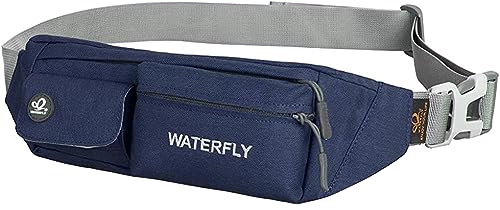 WATERFLY Bauchtasche Damen Herren Klein: Gürteltasche Hüfttasche Stylisch für Sport Joggen Hundetraining Laufen Running Reise Travel Hip Waist Bag Bum Fanny Pack Dunkelblau von WATERFLY