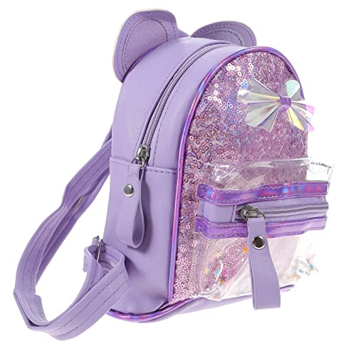 WATIIFUFU 1Stk Rucksack mit Pailletten büchertasche School Bag outdoorrucksäcke gepäckträger Rucksack Mini-Rucksack für Mädchen Schultertasche Freizeitrucksack Cartoon-Rucksack Pu Violett von WATIIFUFU