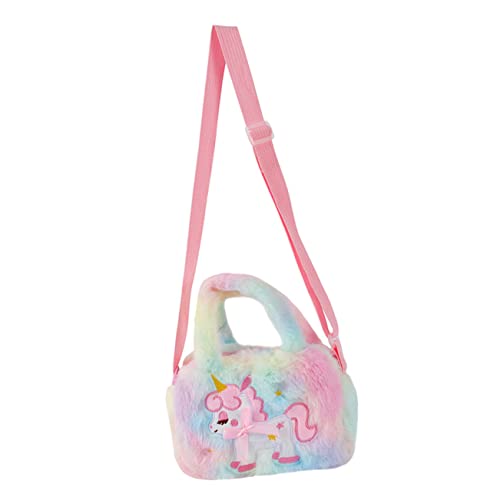 WATIIFUFU Einhorn Cartoon Kindertasche Plüsch Umhängetasche Bezaubernde Kinder Plüsch Geldbörse Cartoon Handtasche Für Mädchen Kinder Crossbody Schmucktasche von WATIIFUFU