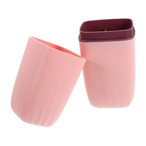 WATIIFUFU Mundspülbecher reisezubehör travel Mug reisebox zahnbürsten behälter Toothbrush Cup Zahnbürste Fall Zahnpasta Reise-Zahnputzbecher Reisebedarf Tragbarer Zahnbürstenbehälter pp Rosa von WATIIFUFU