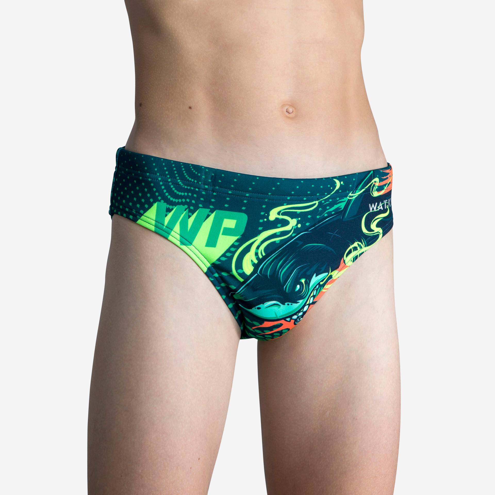 Badehose Slip Wasserball Shark Jungen grün von WATKO