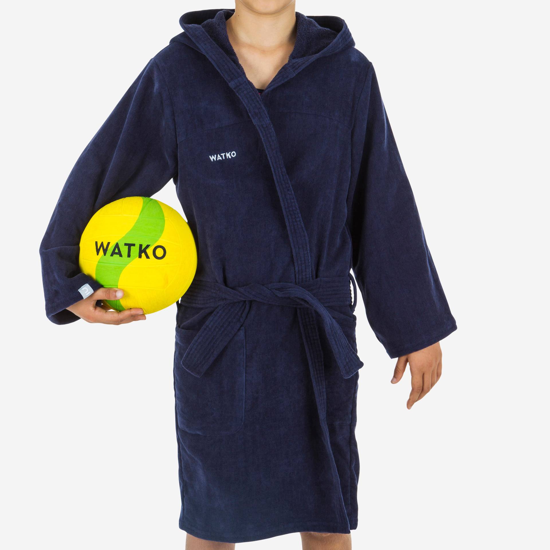 Bademantel Baumwolle dick Kinder Wasserball - 900 marineblau von WATKO