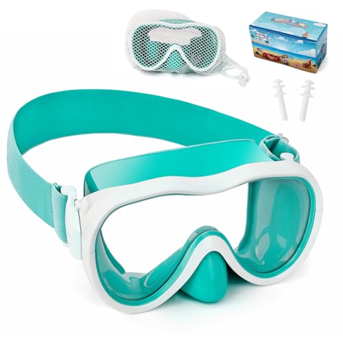 WAVE Kinder Schwimmbrille, Anti-Leck Schnorchelmaske mit Nasenabdeckung & elastischem Stoffband, UV-Schutz Schwimmbrille für Jungen und Mädchen von WAVE