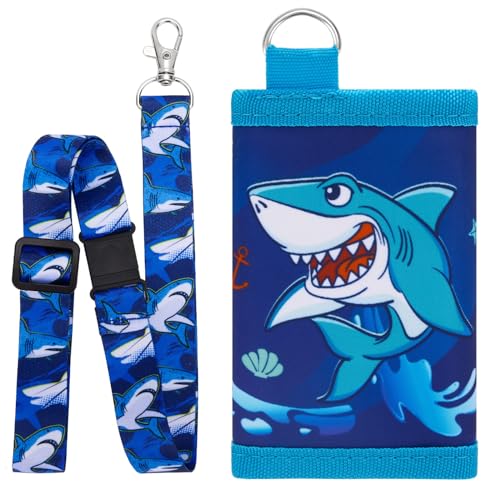 WAWSAM Kinder Geldbörse - Hai Brieftasche Kinder Alter 4-12 Trifold Brieftasche Kleine mit Schlüsselband Kinder Geldbeutel Weihnachten Geburtstag Geschenk für Kinder Portmonee WAWSAM Kinder Geldbörse - Hai Brieftasche Kinder Alter 4-12 Trifold Brieftasche Kleine mit Schlüsselband Kinder Geldbeutel Weihnachten Geburtstag Geschenk für Kinder Portmonee von WAWSAM