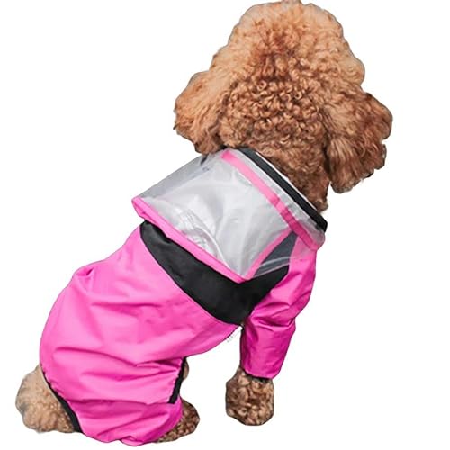 WBJUUKO Hunderegenmäntel Haustierhund Regenmantel Transparenter Kapuzen -Overallhunde wasserdichte Mantel Wasserbeständiges Kleidungsstück-Rosa-XXL von WBJUUKO