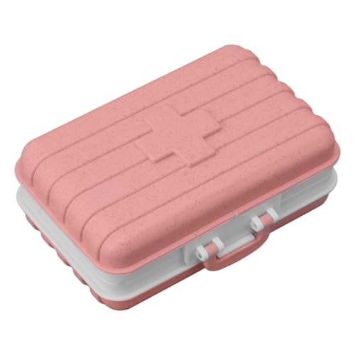 WBTY Mini-Medizinbox mit 6 Fächern, Gepäckdesign, Dicht Schließender Medizinbehälter aus Kunststoff für Taschenreisen (Rosa) von WBTY