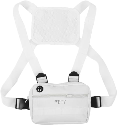 Wasserabweisende Brusttasche für Herren, taktische Brusttasche mit Kopfhörerschlitz, leichte Brusttasche für Workouts, Laufen, Radfahren, Wandern (weiß) von WBTY