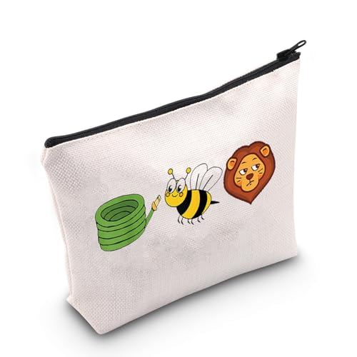WCGXKO Make-up-Tasche mit Schlauch, Biene, Löwe, lustiges Geschenk für Frauen, Freunde, Tierliebhaber, Geschenk, Löwen-Tasche, Reißverschluss von WCGXKO