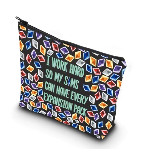 WCGXKO Videospiel-Geschenk, Sim-Spiel-Geschenk, lustige Gaming-Reißverschlusstasche, Sims 4, Plumbob-Muster, Make-up-Tasche für Gamer, ICH ARBEITE HART, Reißverschluss WCGXKO Videospiel-Geschenk, Sim-Spiel-Geschenk, lustige Gaming-Reißverschlusstasche, Sims 4, Plumbob-Muster, Make-up-Tasche für Gamer, ICH ARBEITE HART, Reißverschluss von WCGXKO