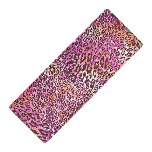 Bunte einzigartige Leopard gedruckt waschbar Yogamatte für Training, Naturkautschuk rutschfest, mit Yogamatte Tasche Träger Tapete für ejercicio 180 x 66 cm von WDdZzyy